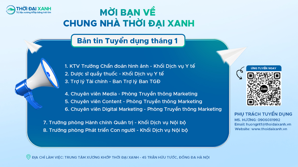 Bản tin tuyển dụng tháng 1/2026 từ Thời Đại Xanh