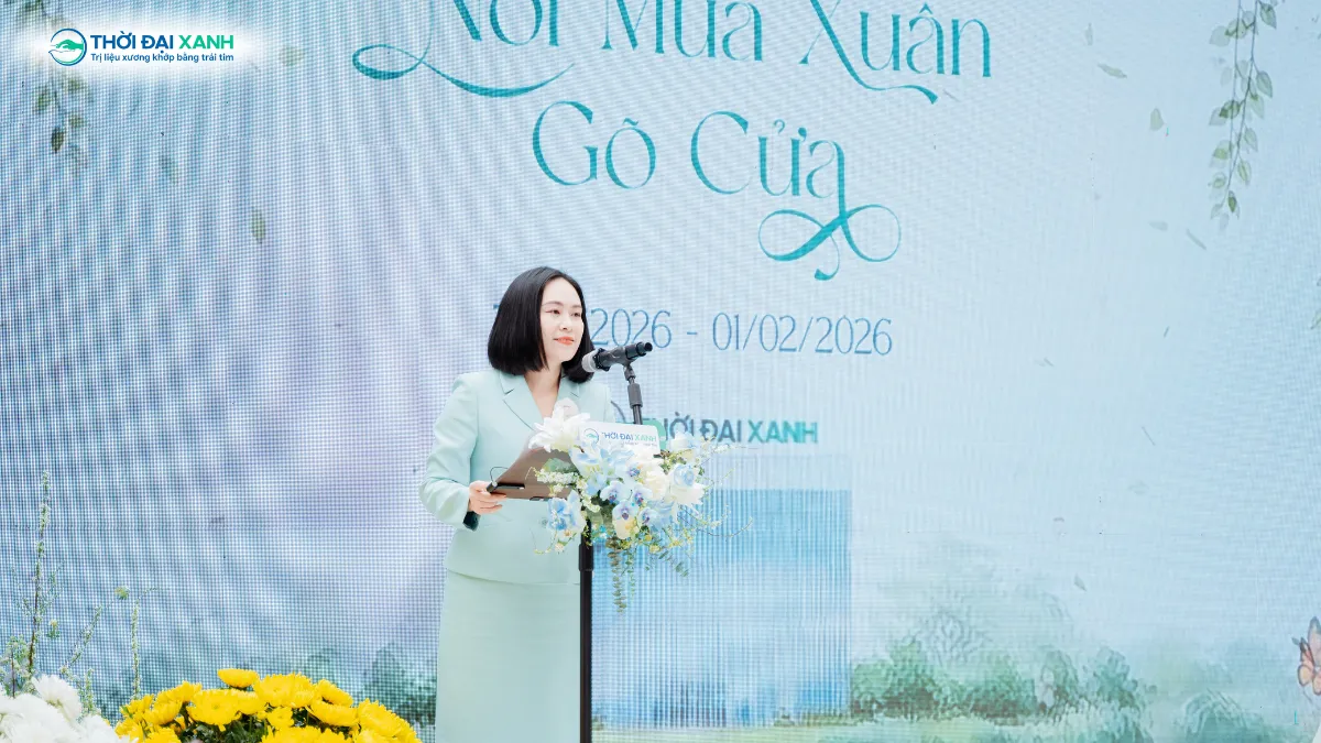 Bà Vũ Thị Ngọc Xoan - Tổng Giám đốc Thời Đại Xanh phát biểu tại buổi lễ.