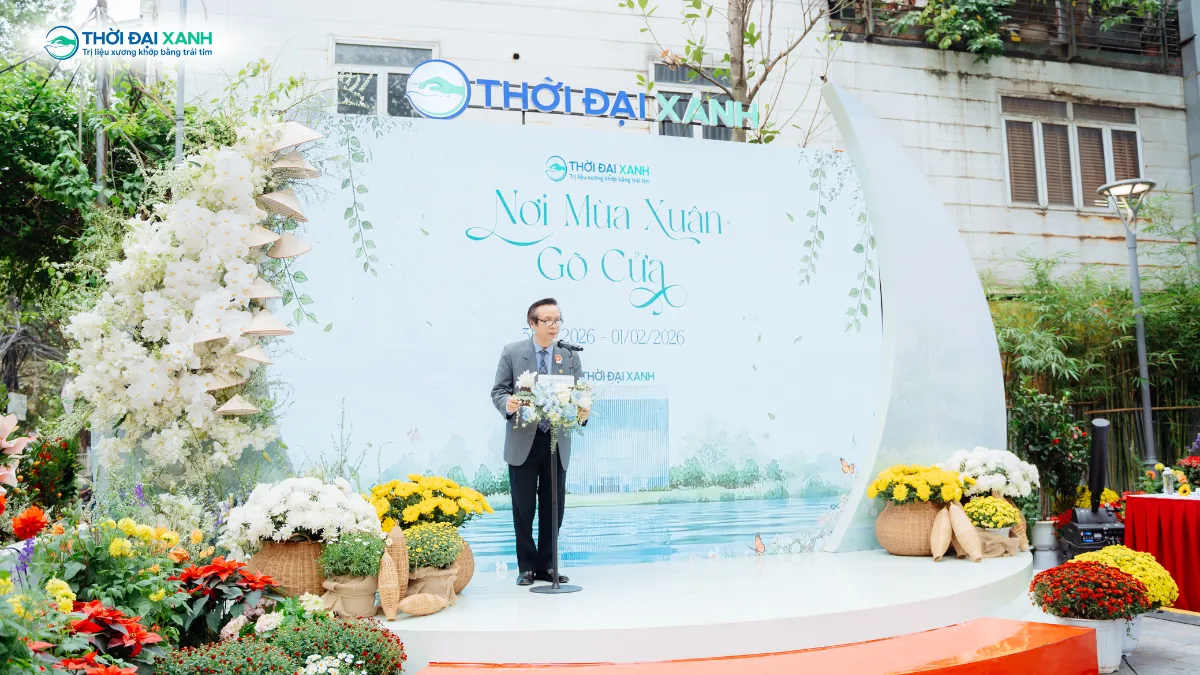 Thầy thuốc Nhân dân, PGS.TS.BS Nguyễn Trọng Lưu - Nguyên Chủ nhiệm khoa Phục hồi chức năng, Bệnh viện Trung ương Quân đội 108, Phó Chủ tịch Hội Phục hồi chức năng Việt Nam phát biểu tại buổi lễ.