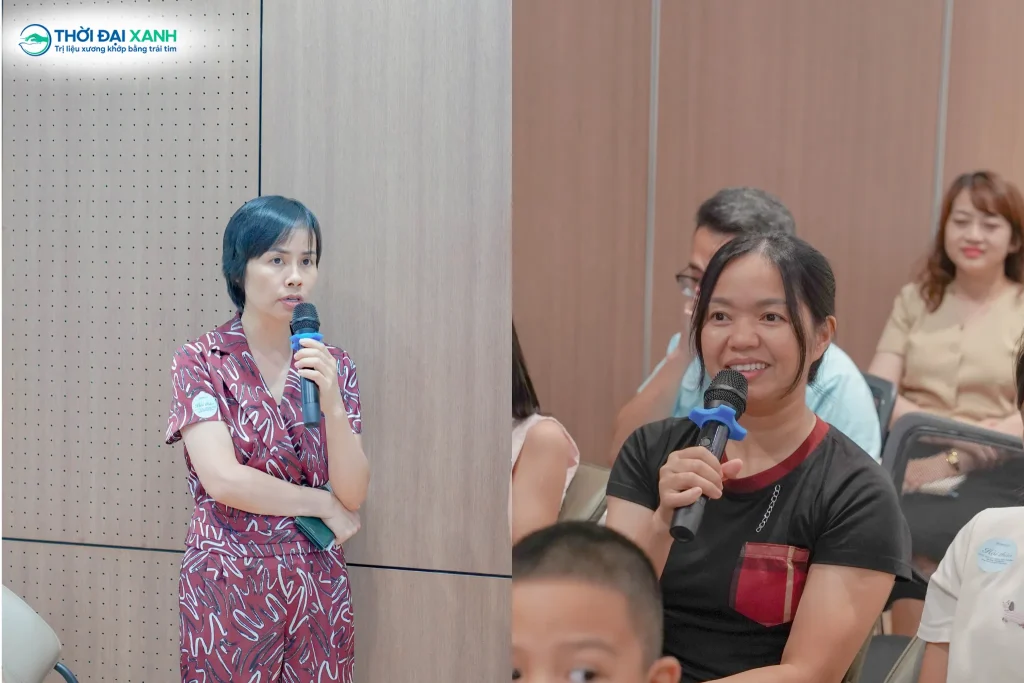 Không khí trao đổi cởi mở giữa phụ huynh và chuyên gia, nơi mọi thắc mắc về cong vẹo cột sống ở trẻ đều được lắng nghe và giải đáp.
