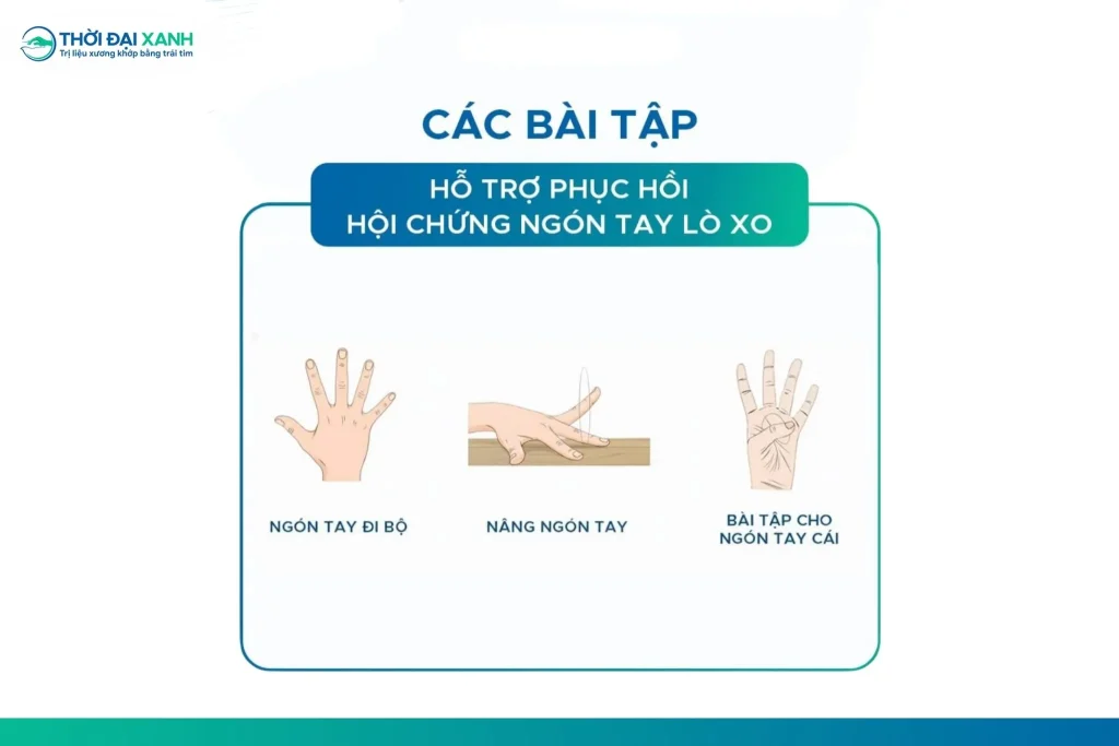 Các bài tập hỗ trợ phục hồi hội chứng ngon tay lò xo.