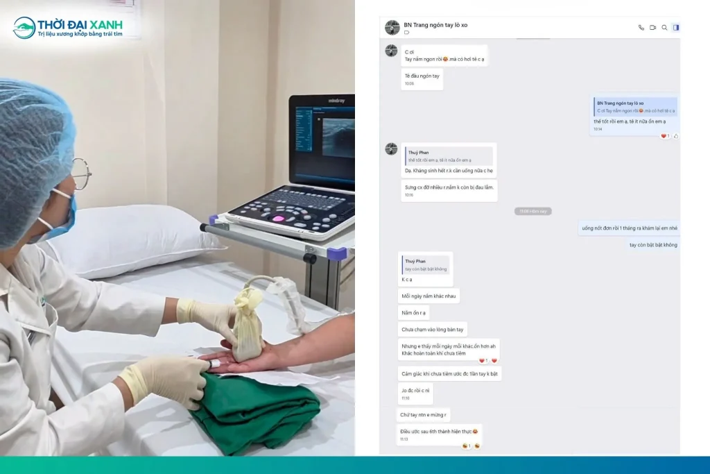 BS.CKI Phan Thị Thuỷ thực hiện thủ thuật tiêm giải phóng dây chằng vòng A1 giúp bệnh nhân lấy lại sự linh hoạt đôi bàn tay.