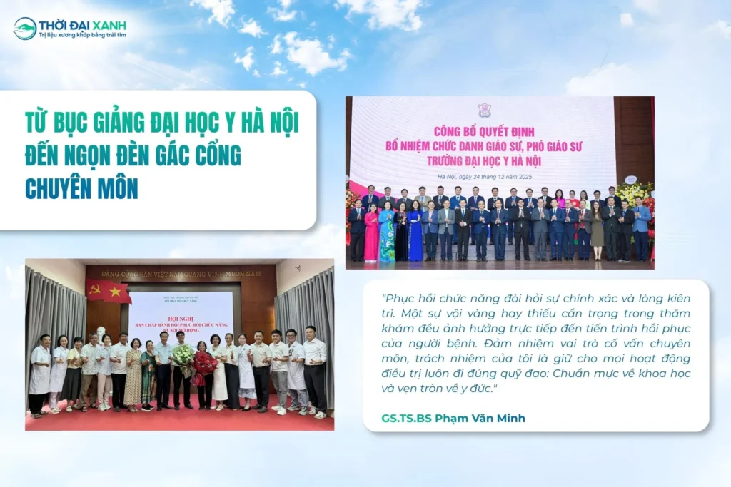 Từ những dấu mốc lớn trong sự nghiệp, GS.TS.BS Phạm Văn Minh tiếp tục nối dài tâm huyết chuyên môn trên cương vị Chủ tịch Hội đồng Chuyên môn Thời Đại Xanh. 
